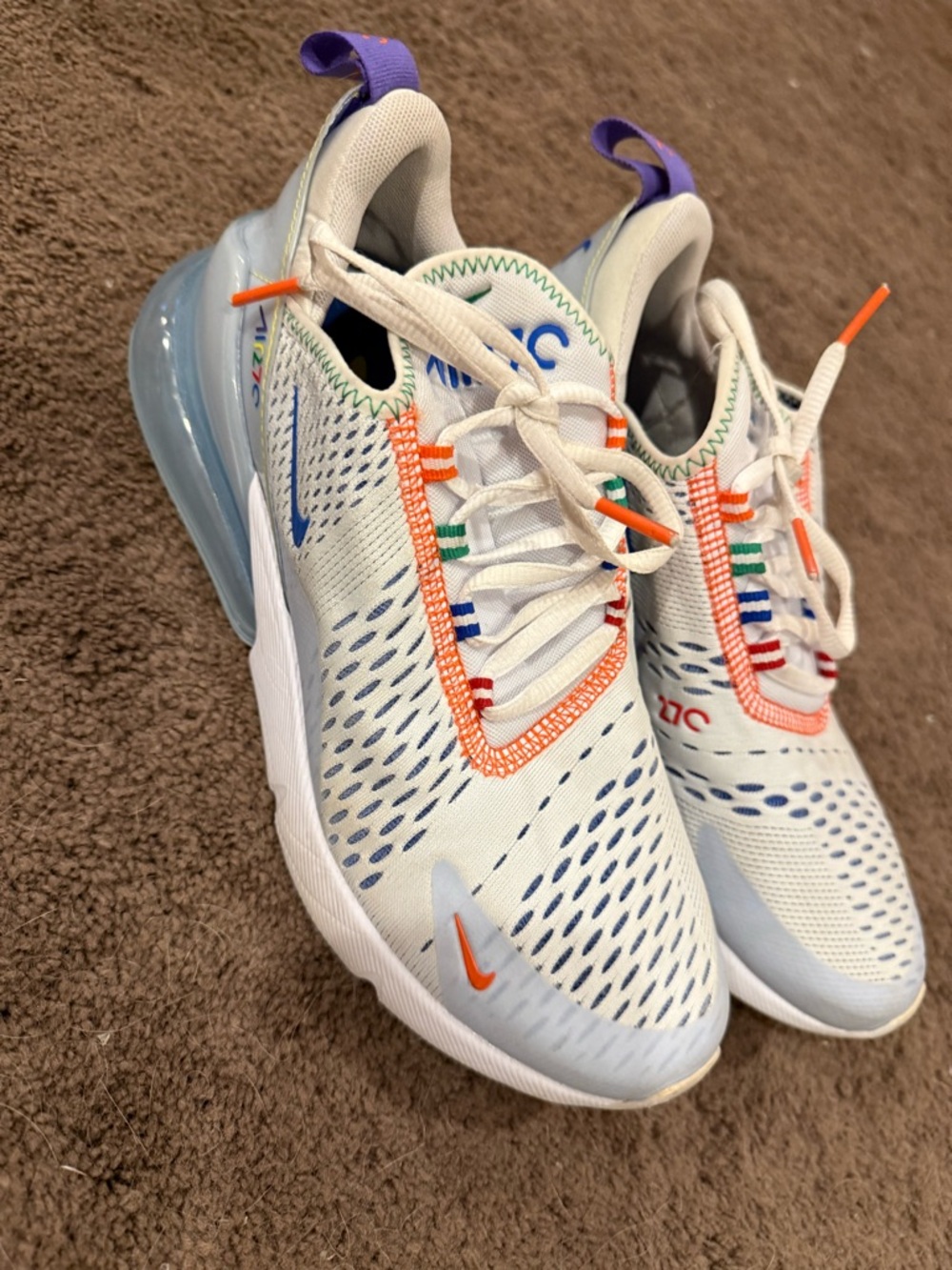 Nike Air Max 270 SE - White with Orange, Blue, Purple and Green Accents
